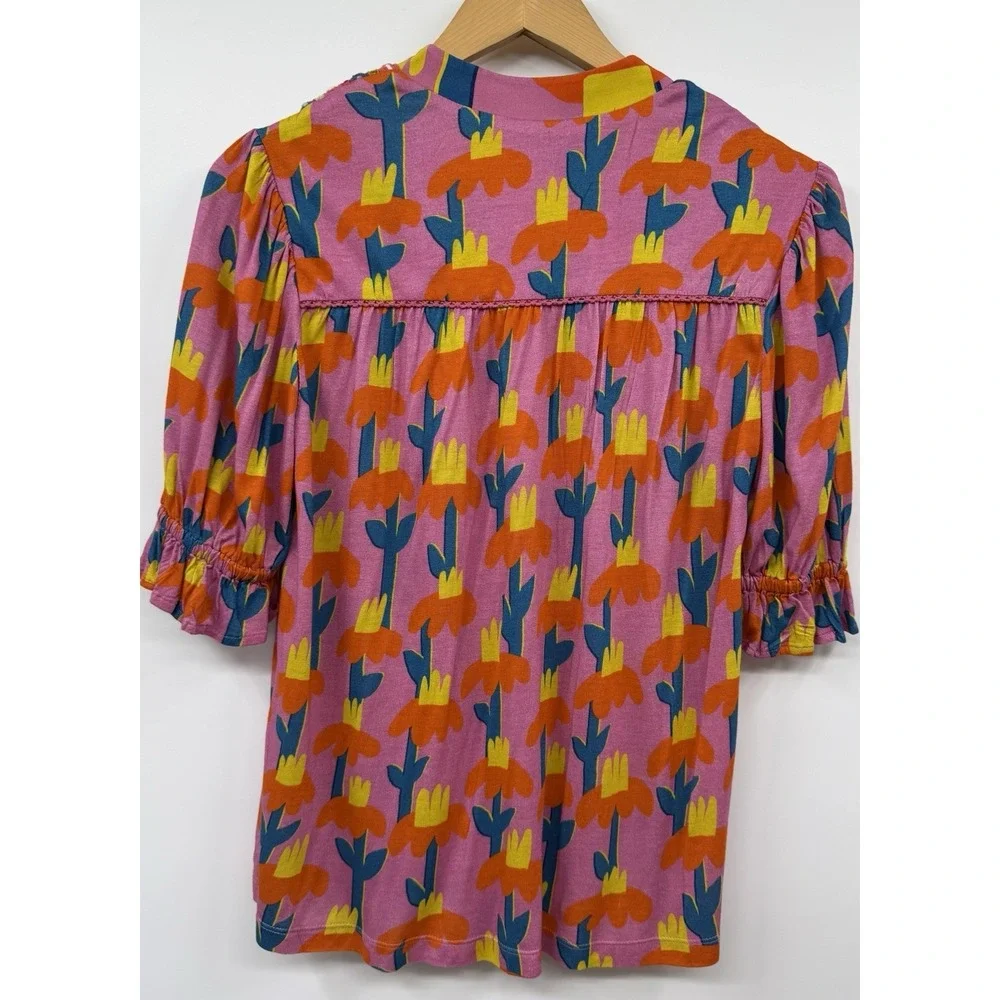 Anthropologie Bl^nk London Tropical Print Stephanie Blouse SZ XXS